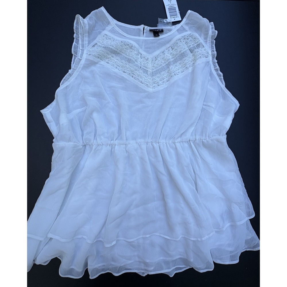 TORRID White  Top Blouse Sleeveless Flowy Lacy Feminine Tiered Sheer 2X NWT